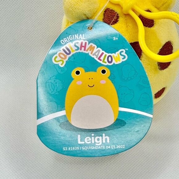 Squishmallows Leigh the Frog Clip Yellow with Brown Spots 3.5” New with Tags - Picture 3 of 3